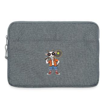 Chèvre de tennis cool avec une raquette, ambiance estivale - Sacoche pour ordinateur portable 15 pouces - gris chiné - Devant