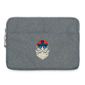 Hipster rocker beard motorcycle skull gift - Laptop bag 15" - heather grey - Front