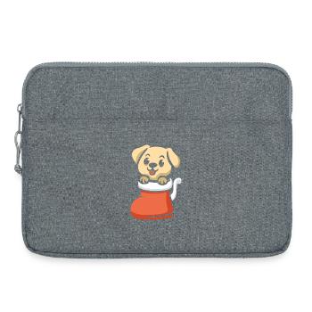 Süßer Weihnachtswelpe im Stiefel - Laptoptasche 15" - Grau meliert - Vorne