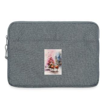 Renne traîneau Noël Watercolor - Sacoche pour ordinateur portable 15 pouces - gris chiné - Devant