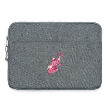 Paresseux avec imprimé floral rouge – Art au trait - Sacoche pour ordinateur portable 15 pouces - gris chiné - Devant