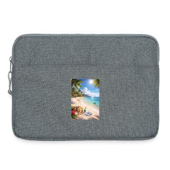 Tropischer Strandtraum Palmenparadies - Laptoptasche 15" - Grau meliert - Vorne
