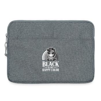 Unicorn Rainbow : Le noir est ma couleur heureuse - Sacoche pour ordinateur portable 15 pouces - gris chiné - Devant