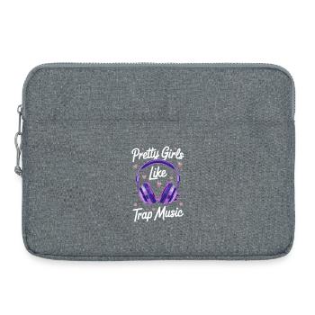 Purple Headphones Heartbeat - Laptop bag 15" - heather grey - Front