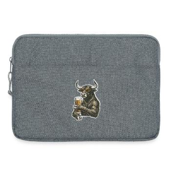 Cooler Stier Mit Bier - Laptoptasche 15" - Grau meliert - Vorne