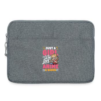 Fille adore les ramen d’anime Gamer Cat - Sacoche pour ordinateur portable 15 pouces - gris chiné - Devant