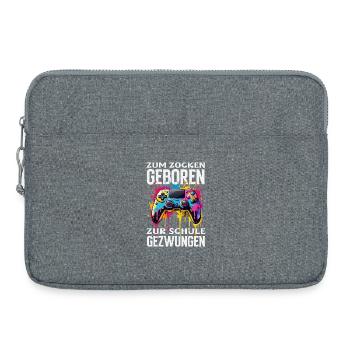 Zum Zocken Geboren Zur Schule Gezwungen Bunt - Laptoptasche 15" - Grau meliert - Vorne