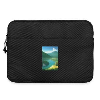 Landscape with lake, boat and mountains - Laptop bag 15" - black - Front