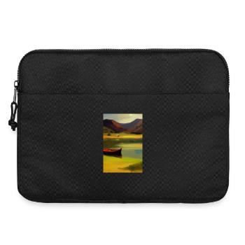 Landscape with lake, boat and mountains - Laptop bag 15" - black - Front