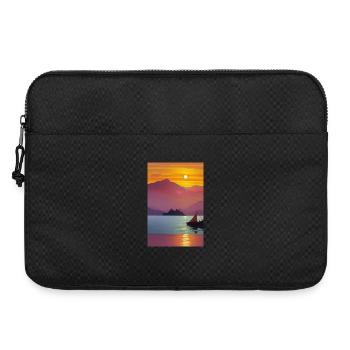 Landscape with lake, boat and mountains - Laptop bag 15" - black - Front
