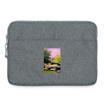 Jardin zen chinois - Sacoche pour ordinateur portable 15 pouces - gris chiné - Devant