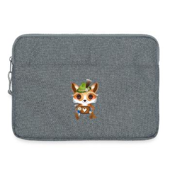 Renard mignon avec chapeau traditionnel et bavoir coeur - Sacoche pour ordinateur portable 15 pouces - gris chiné - Devant