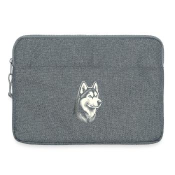 Husky head, black white, dog sled - Laptop bag 15" - heather grey - Front