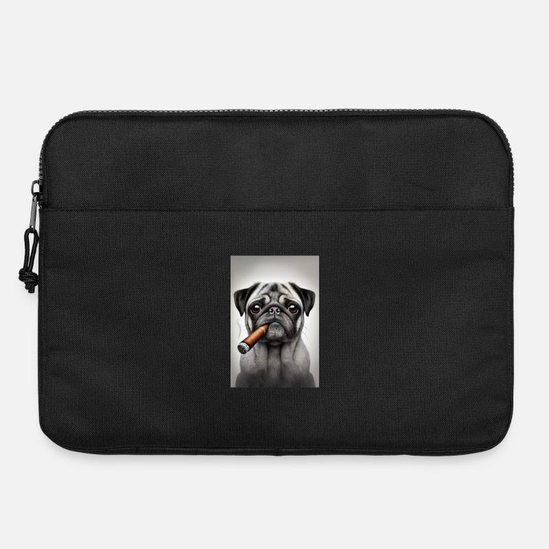 Mops mit Zigarre - Laptoptasche 15" - Schwarz