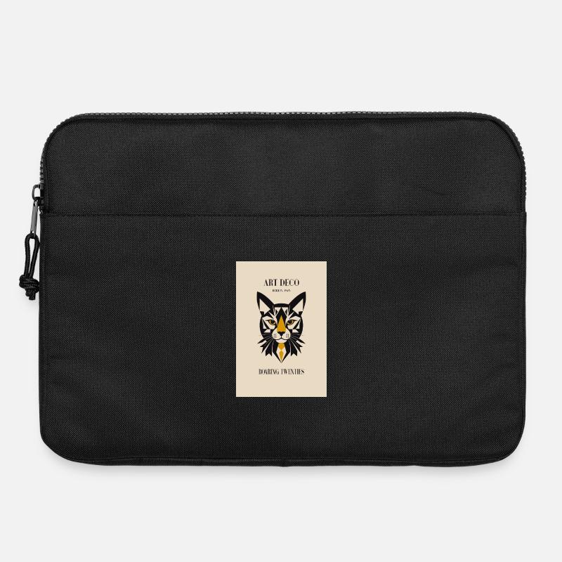Art Deco Katze - Laptoptasche 15" - Schwarz