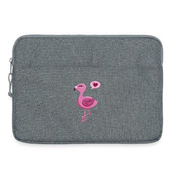 Cute flamingo with heart - Laptop bag 15" - heather grey - Front