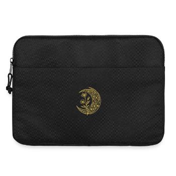 Croissant floral motif de broderie dorée - Sacoche pour ordinateur portable 15 pouces - noir - Devant
