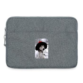 Sled dog with Christmas hat - Laptop bag 15" - heather grey - Front