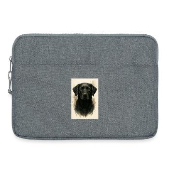 Schwarzer Hund Aquarell - Laptoptasche 15" - Grau meliert - Vorne