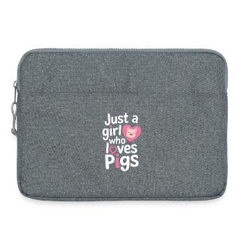 Juste une fille qui aime les cochons - Sacoche pour ordinateur portable 15 pouces - gris chiné - Devant