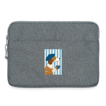 Chien chic café et béret - Sacoche pour ordinateur portable 15 pouces - gris chiné - Devant