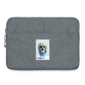 Psychedelischer Totenkopf mit Smile Brille - Laptoptasche 15" - Grau meliert - Vorne