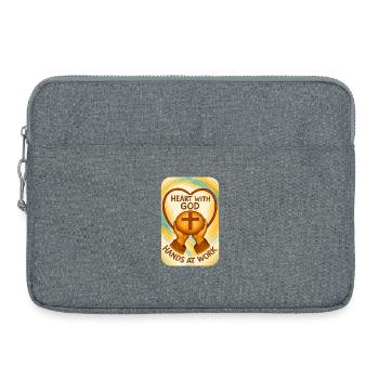 Le cœur avec Dieu – Les mains au travail - Sacoche pour ordinateur portable 15 pouces - gris chiné - Devant