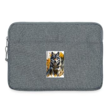 Illustration of a wolf - Sacoche pour ordinateur portable 15 pouces - gris chiné - Devant