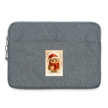 Hibou d’hiver avec écharpe et chapeau - Sacoche pour ordinateur portable 15 pouces - gris chiné - Devant