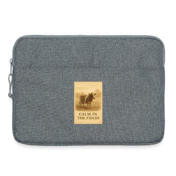 Calm in the Fields Vintage-Kuh - Laptoptasche 15" - Grau meliert - Vorne