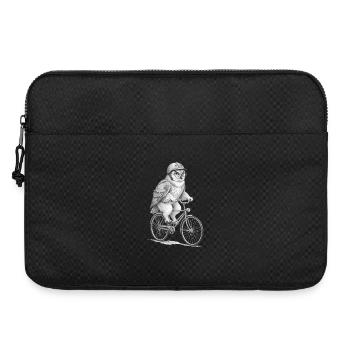 Eule auf einem grauen Fahrrad - Laptoptasche 15" - Schwarz - Vorne