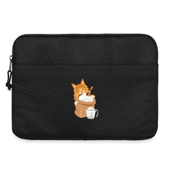 Ginger cat is peeking out from behind the bag - Laptop bag 15" - black - Front