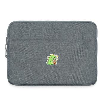 Dinosaure sucré avec bubble tea - Sacoche pour ordinateur portable 15 pouces - gris chiné - Devant
