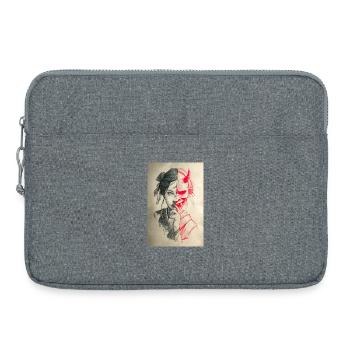 Dualitätsporträt: Frau und Oni - Laptoptasche 15" - Grau meliert - Vorne