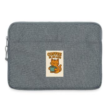 Kaffeeliebende Katze im Retro-Stil - Laptoptasche 15" - Grau meliert - Vorne