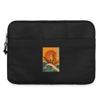 Funny Cat Surfing Surfboard Japanese Anime - Laptop bag 15" - black - Front