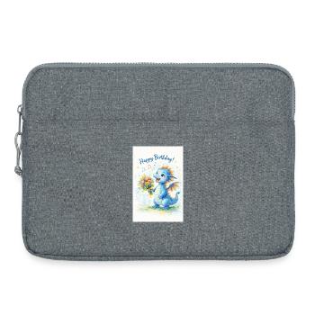 Blauer Drache mit Blumenstrauß - Laptoptasche 15" - Grau meliert - Vorne