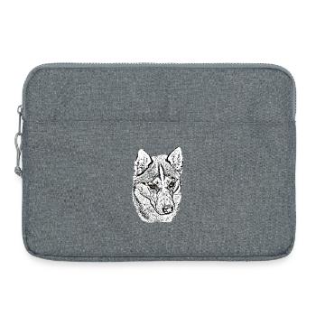 Wolfskopf Husky Linienzeichnung braune Augen - Laptoptasche 15" - Grau meliert - Vorne