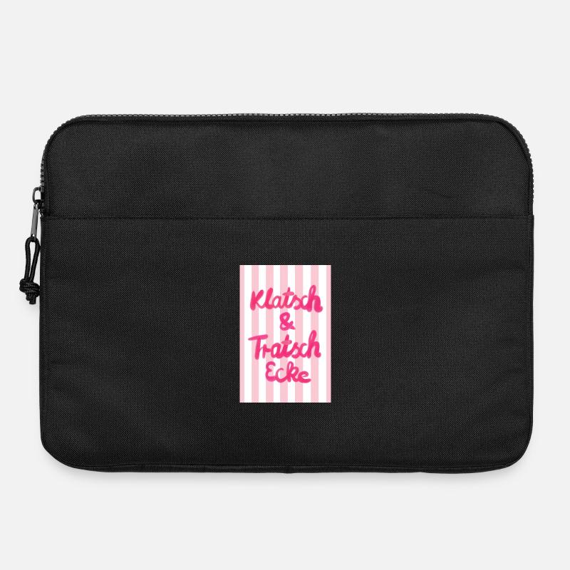 Klatsch & Tratsch - rosa Streifen - Laptoptasche 15" - Schwarz