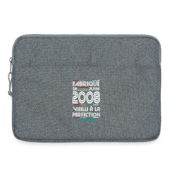 Anniversaire 18 ans - Fabriqué en Juin 2008 - Sacoche pour ordinateur portable 15 pouces - gris chiné - Devant