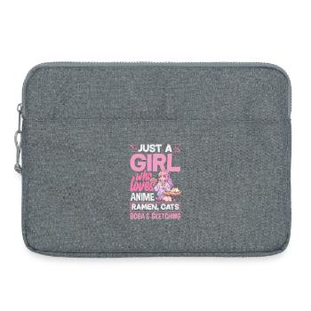 Anime Mädchen Ramen Katzen Boba Zeichnen - Laptoptasche 15" - Grau meliert - Vorne