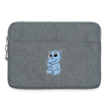 Nashorn Familie - Nashorn mit Baby - Nashorn Motiv - Laptoptasche 15" - Grau meliert - Vorne