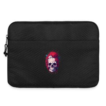 Totenkopf mit roten Blumen - Laptoptasche 15" - Schwarz - Vorne