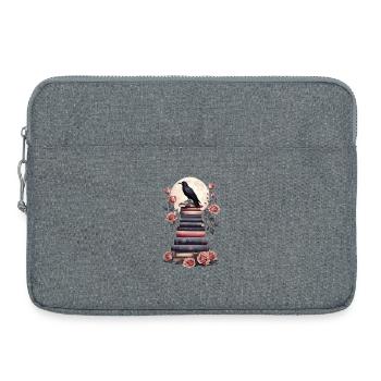 Bücherstapel mit Rabe - Laptoptasche 15" - Grau meliert - Vorne