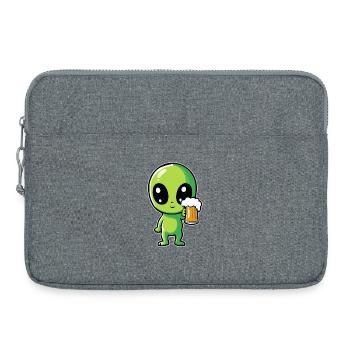 Alien avec de la bière - Sacoche pour ordinateur portable 15 pouces - gris chiné - Devant