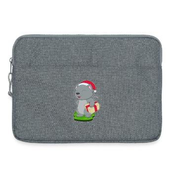 Forfait Noël chat - Sacoche pour ordinateur portable 15 pouces - gris chiné - Devant
