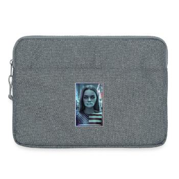 Gesichtsdesign mit Truth-Mund in US-Flagge - Laptoptasche 15" - Grau meliert - Vorne