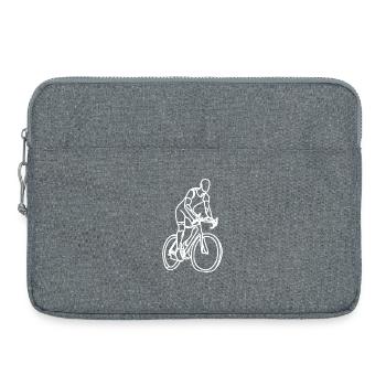Dessin cycliste - Sacoche pour ordinateur portable 15 pouces - gris chiné - Devant