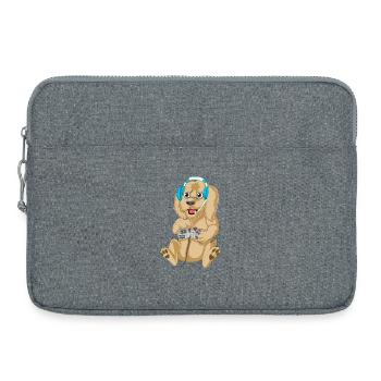 Gaming Golden Doodle Hund Cartoon T-Shirt Design - Laptoptasche 15" - Grau meliert - Vorne