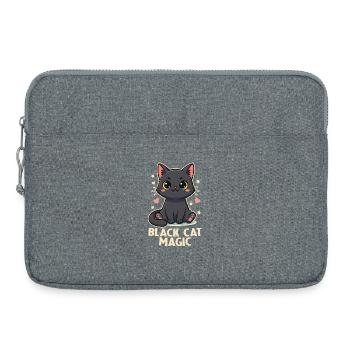 Chat noir Chat Noir Magie Mignonne Kawaii - Sacoche pour ordinateur portable 15 pouces - gris chiné - Devant